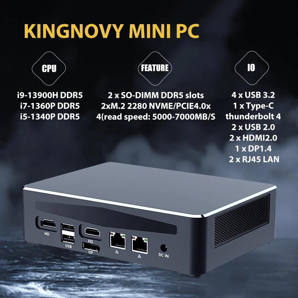 KINGNOVY ̹ ̴ PC, ̸ ǻ, 13 , i9, 13900H, i7, 13700H,  Ʈ 4, DDR5, DDR4, PCIE4.0, 2*2.5G LAN, 4*4K, WiFi6